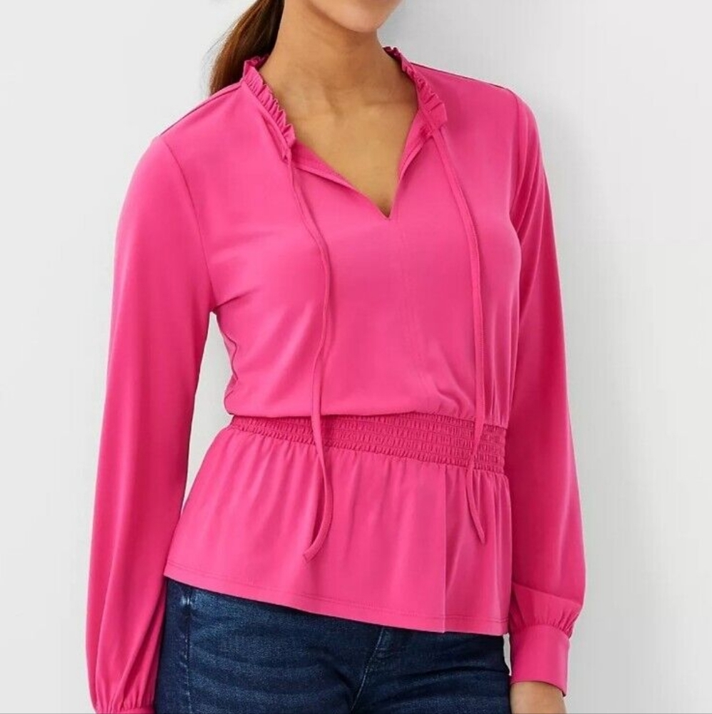 Ann Taylor Matte Jersey Tie Neck Top